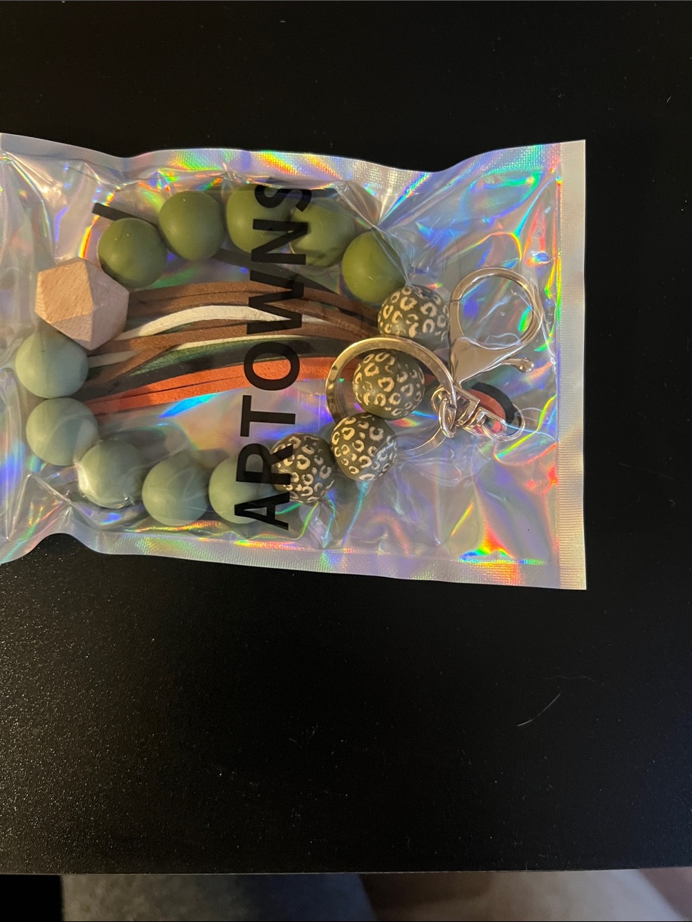 Artopaws Green Beaded Keychain Charm